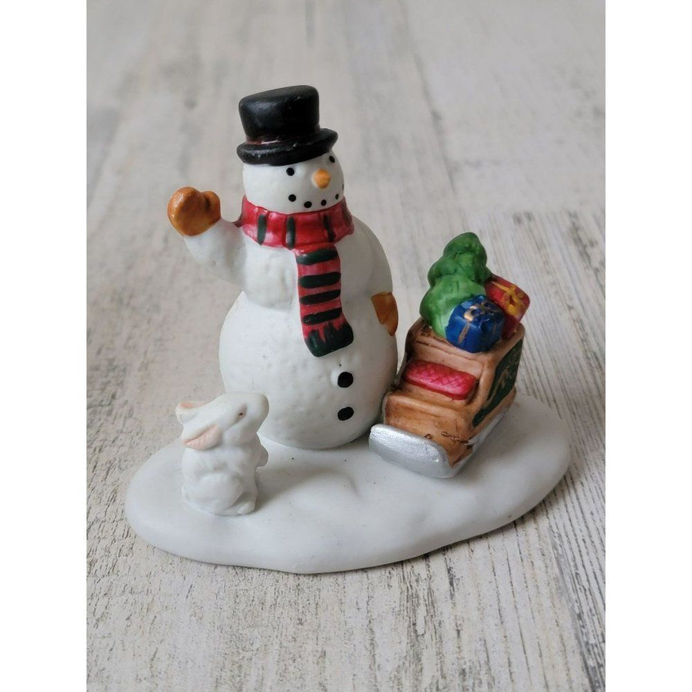 Lemax 1997 snowman sleigh bunny gift village accessory xmas